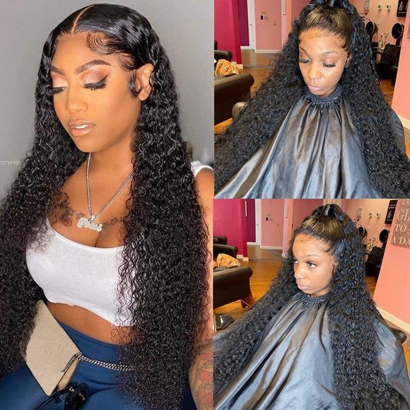 Other - 30" Human Hair Lace Front Water Wave Curly Wig